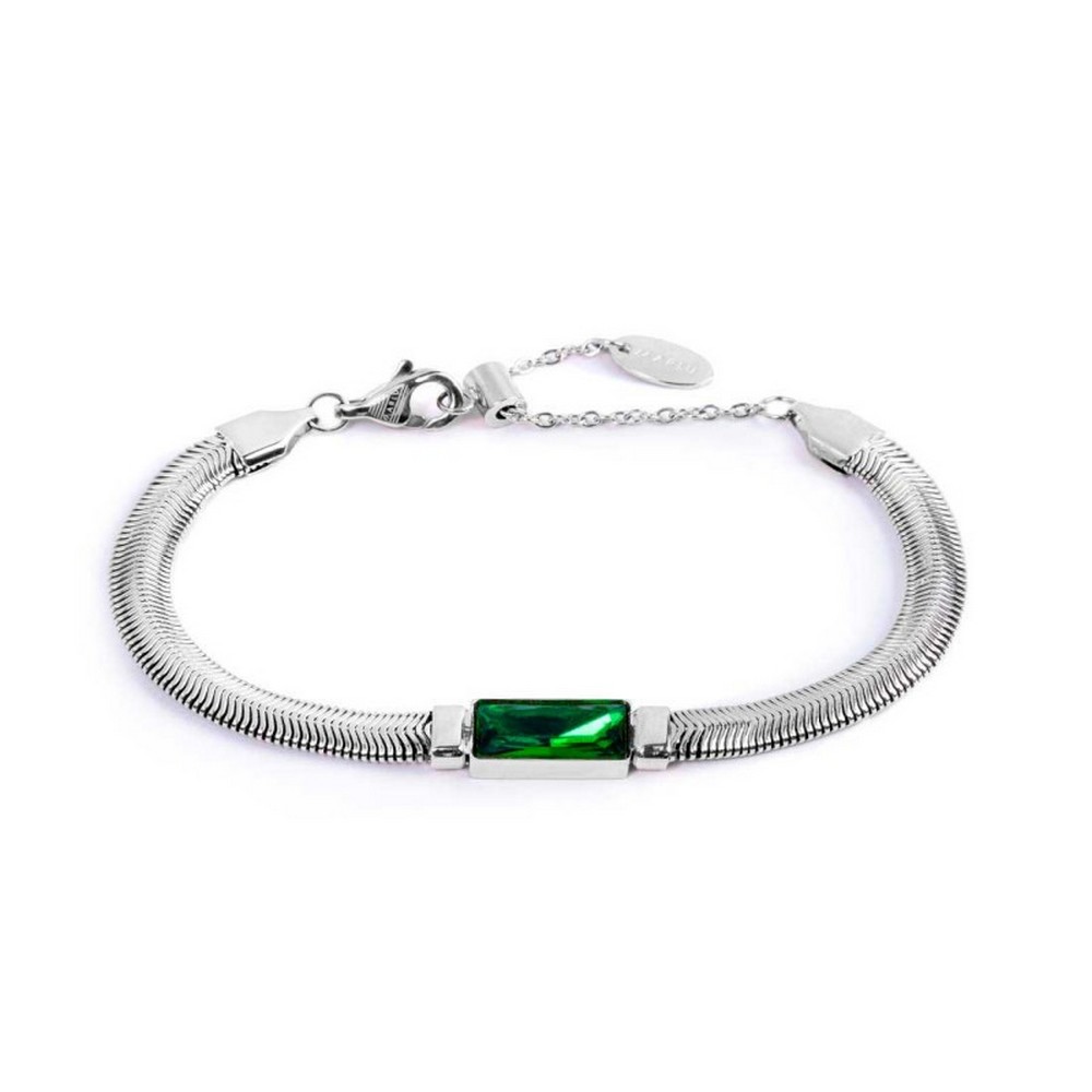 Pulsera de mujer Marlù serpiente con cristal baguette verde 33BR0024-V
