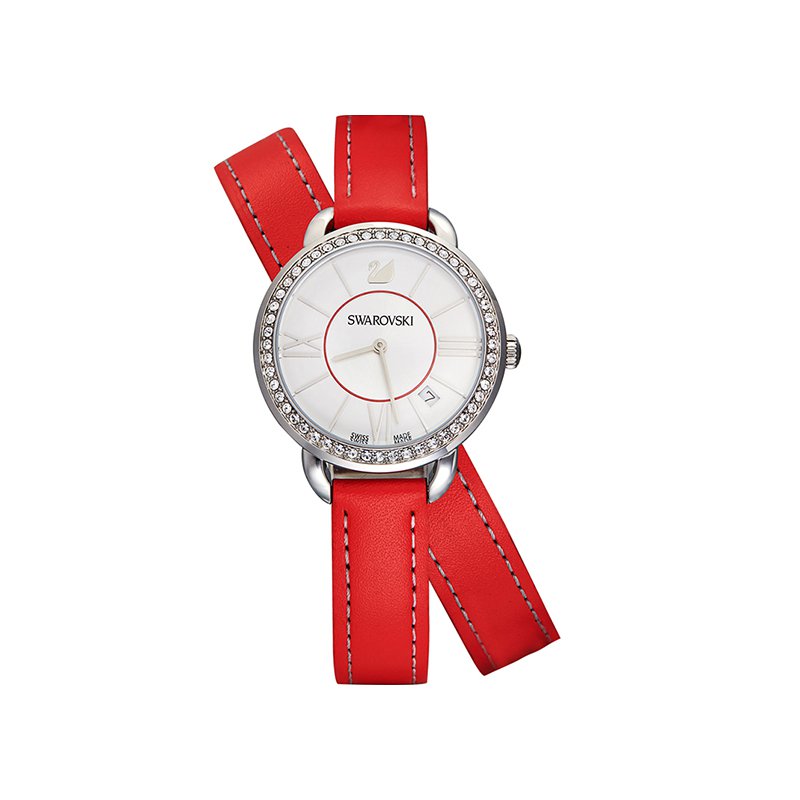 Swarovski Damenuhr Swarovski Uhr Rot Armbanduhr Swarovski Stahl