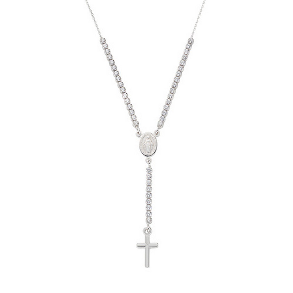 Amen Collana Ragazza Con Zirconi Bianchi E Rosa | Argento Sterling 925 | Gioiello Elegante E Delicato Con Scatola Regalo