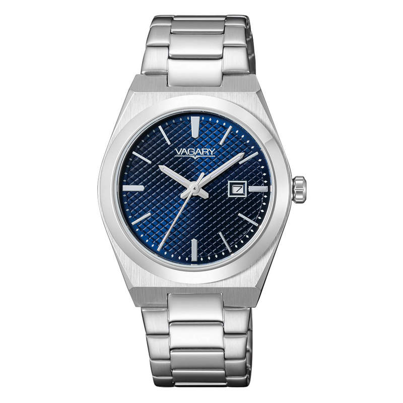 Montre seule temps femme Vagary Timeless Lady bleue IU3-118-77 boîtier et bracelet en acier