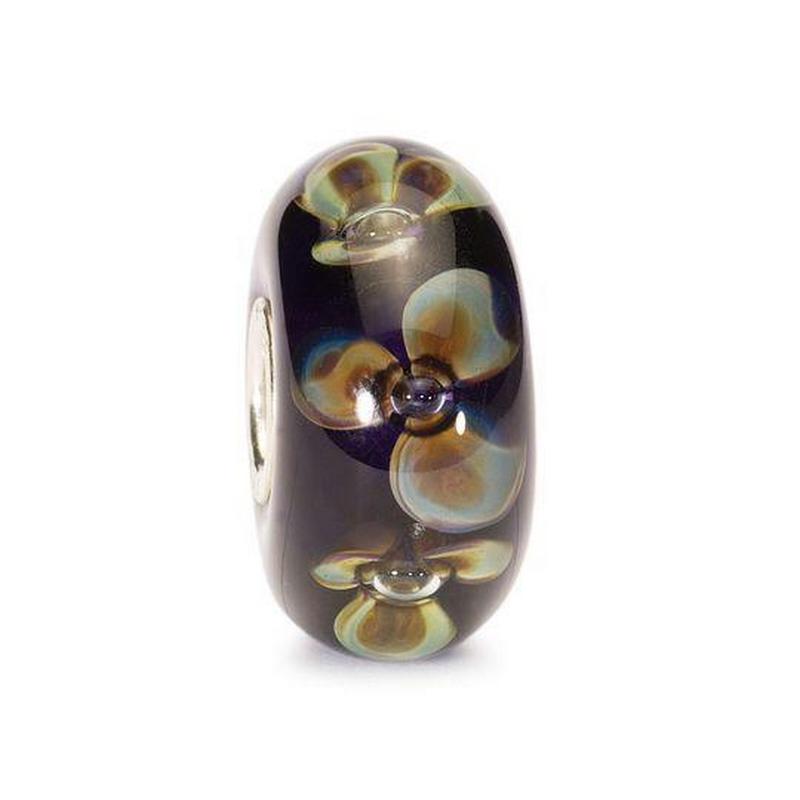 Beads Trollbeads Fiore IndacoTGLBE-10078 Argento 925 e vetro nero