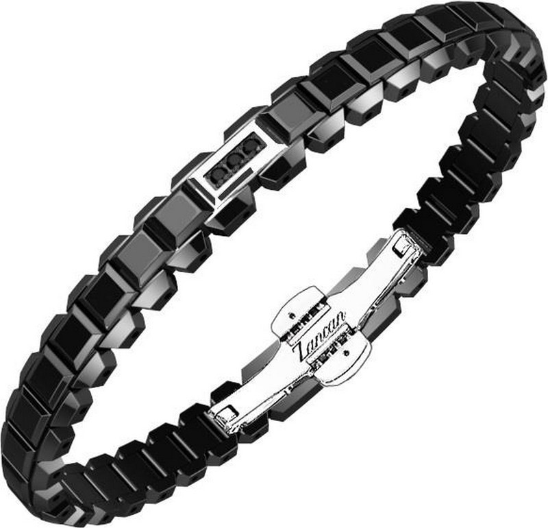 Bracciale Total Black Con Zirconi Neri Zancan Uomo EHB369 Acciaio 316L